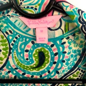 liLilly Pulitzer turquoise silk top, 3/4 sleeves. Size 10